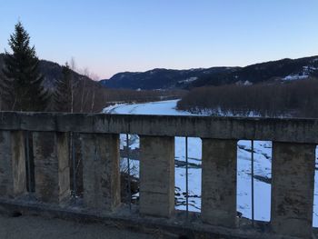 Scenic view of mountains against clear sky