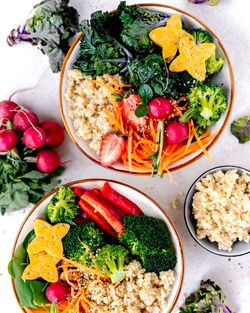 High angle view of salad served in bowl