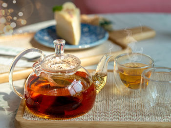 Close-up of tea served on table