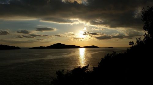 Scenic view of sea against dramatic sky