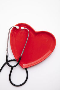 Close-up of stethoscope against white background