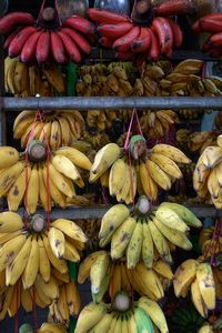  lots of different kinds in a special shop for exotic fruits on the streets of yangon, myanmar.