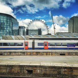 Train at railroad station platform