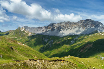 Scenic view of mountains against sky