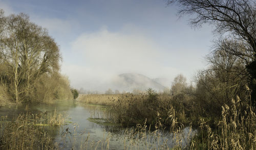 Scenic view of lake against sky