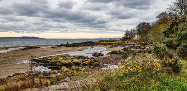 Scenic view of beach against sky