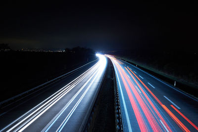 Light trails on highway at night