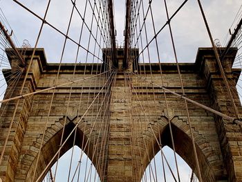 Low angle view of suspension bridge