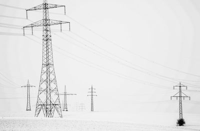 Low angle view of electricity pylon against sky