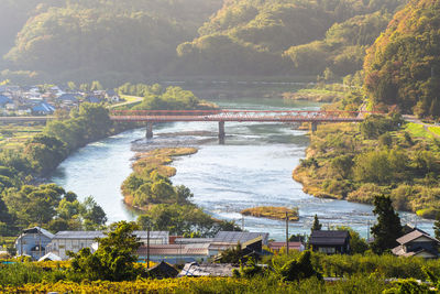 High angle view of bridge over river