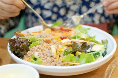 Close-up of meal served in bowl