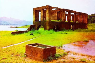 Built structure on grassy field