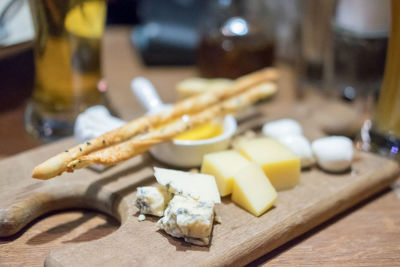 Close-up of food on table