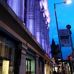 Low angle view of illuminated building