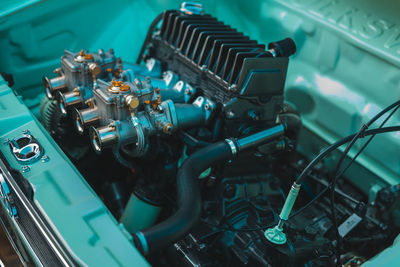 High angle view of car engine