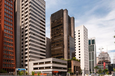 Low angle view of buildings in city