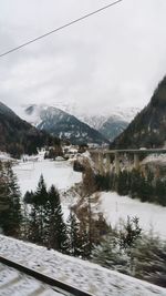 Scenic view of mountains against sky during winter