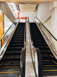 High angle view of escalator