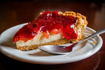 Close-up of cake served in plate