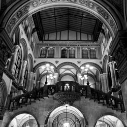 Low angle view of illuminated ceiling in building