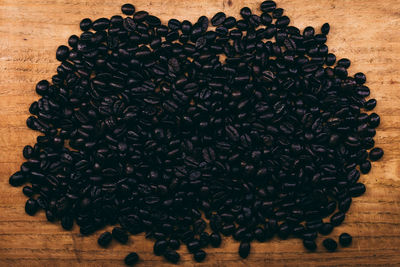 High angle view of coffee beans on table