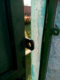 Close-up of metal door