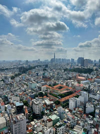 View from above of a district of ho chi minh city, vietnam