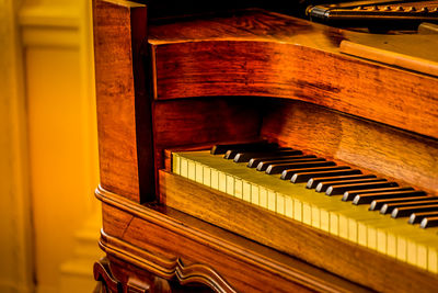Close-up of old piano