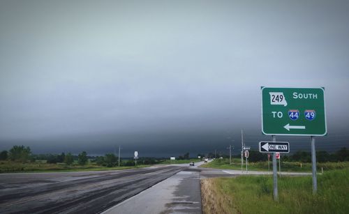 Road sign on road