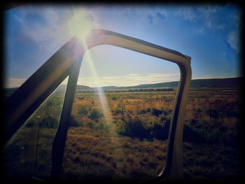 Scenic view of landscape against sky during sunset