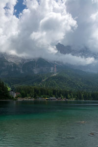 Scenic view of lake against sky