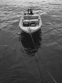 High angle view of boat moored in sea