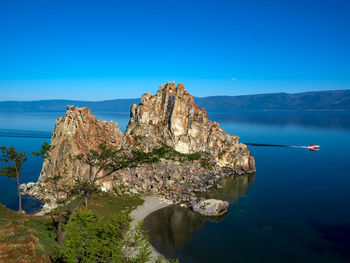 View of lake baikal in the early summer morning. olkhon island.