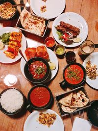 High angle view of food on table