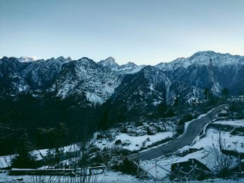 Scenic view of mountains against clear sky