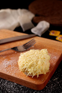 Close-up of food on cutting board