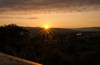 Scenic view of landscape against sky during sunset