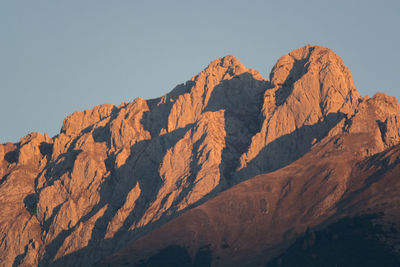 Scenic view of rock formation against clear sky