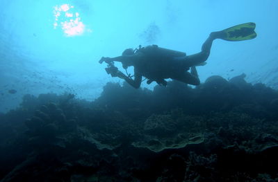 Man swimming in sea