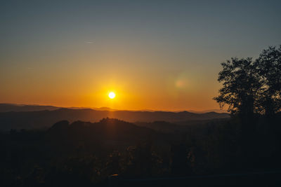 Scenic view of silhouette landscape against sky during sunset