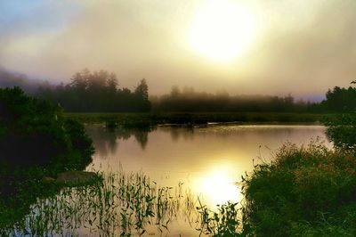 Sunset over lake