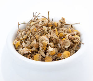 Close-up of food over white background
