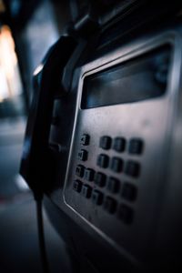 Close-up of telephone booth