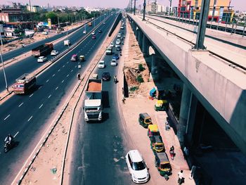 High angle view of traffic on road