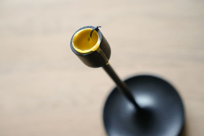 High angle view of yellow lemon on table