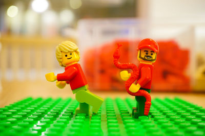 Close-up of figurine toy on table