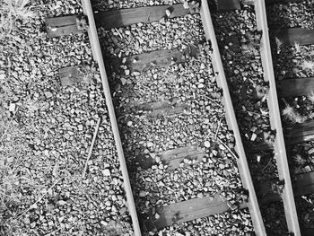 High angle view of railroad tracks