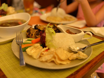 Close-up of meal served in plate