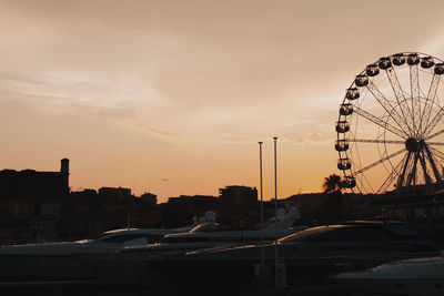 Ferris wheel with sunset