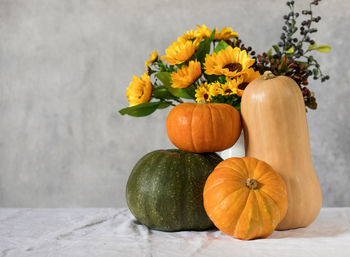 Close-up of orange pumpkins on table